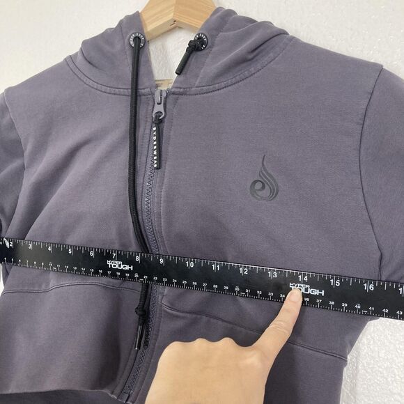 Ryderwear Hoodie Womens Medium Gray Cropped Zip Up Logo Athleisure Gym Workout - Picture 4 of 13